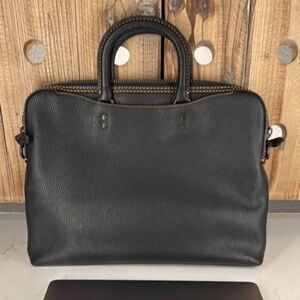 Coach Rogue Slim Brief Black Pebble Leather 68273 Laptop Work Bag